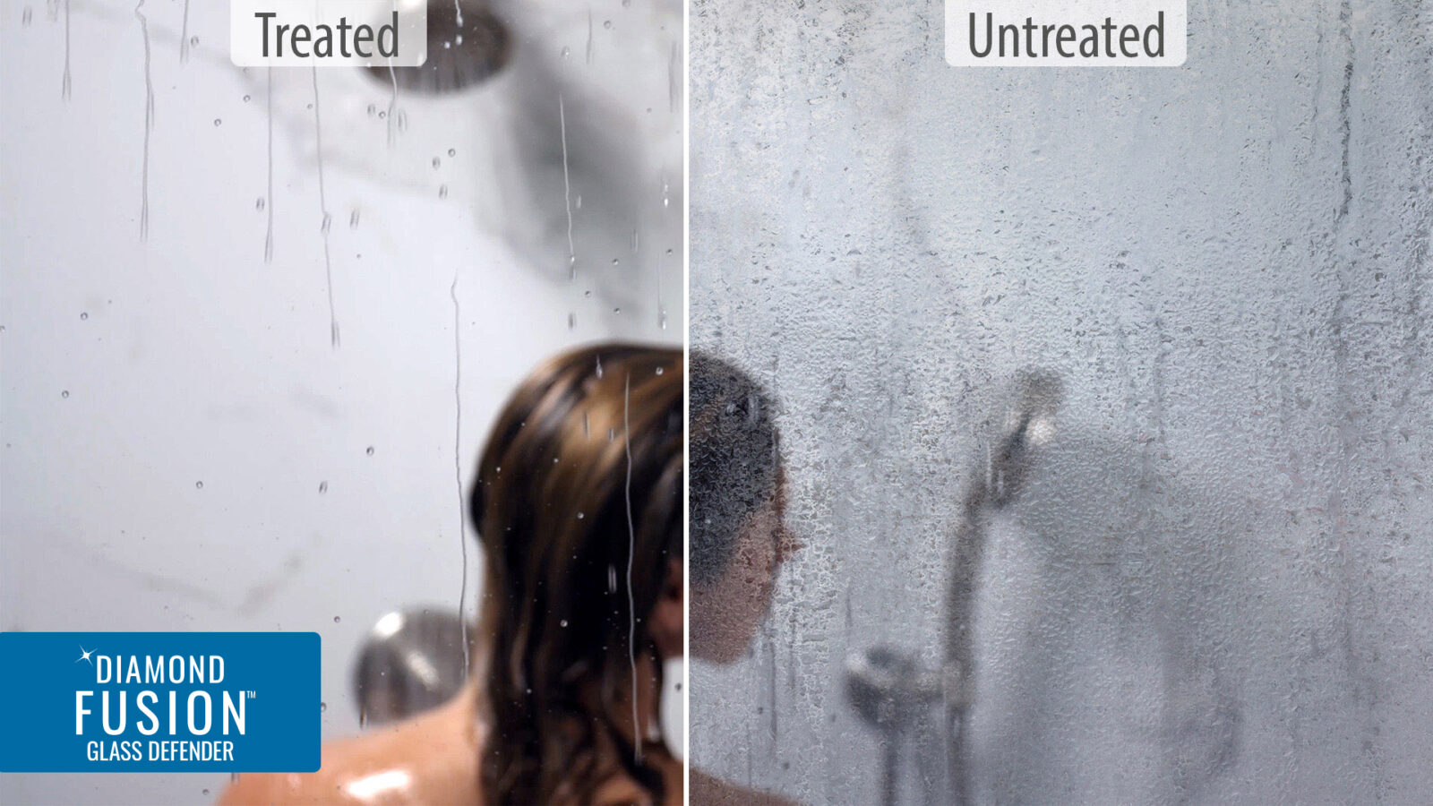 Diamon-Fusion Shower Door Treated Vs. Untreated Treated Vs. Untreated